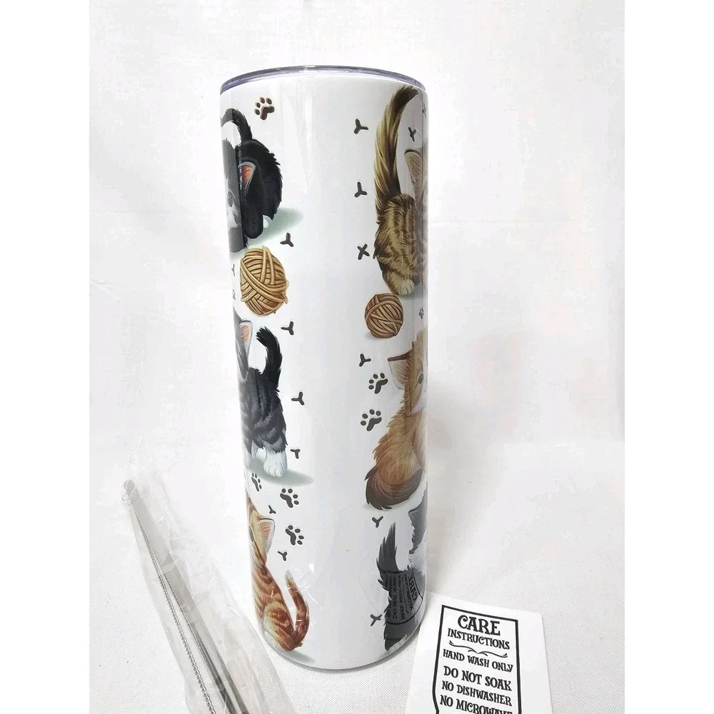 Life Is Better With Cats Kittens Pet Toys 20oz Stainless Steel Skinny Tumbler